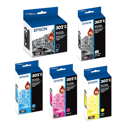 Image of Epson 302XL Black /Photo Black /Cyan /Magenta /Yellow Ink Cartridge 5 /Pk Bundle