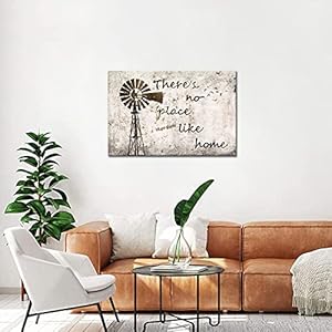 Large Windmill Wall Art There is No Place Like Home Family Sign Bedroom Living Room Decor 24x36inch