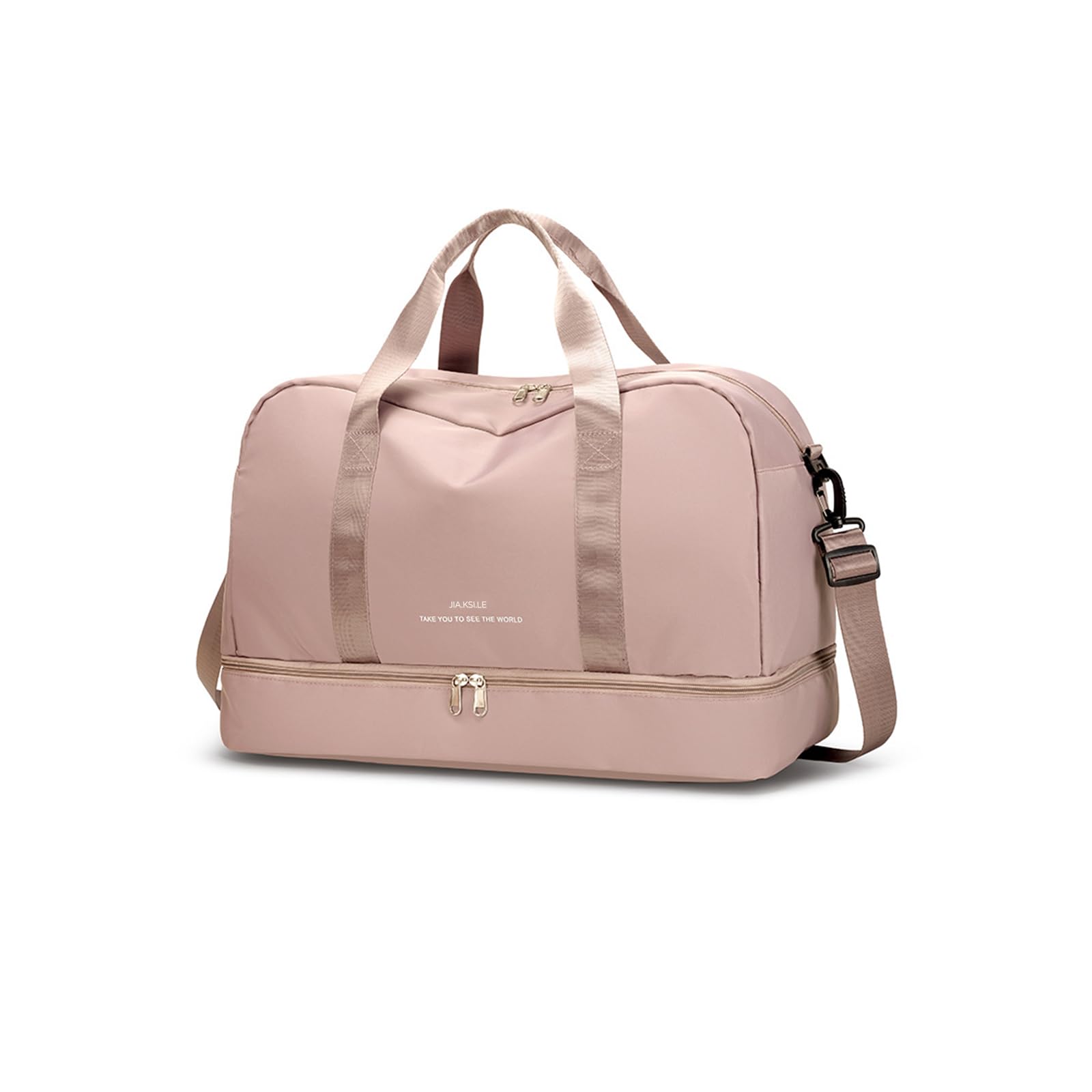 CORIOS Nylon Sporttasche für Herren/Damen Reisetaschen Duffle Bag Weekender Übernachtung Tasche Fitnesstasche Schwimmtasche Trainingstasche Kabinenreisetasche für Reisen Sport Fitnessstudio Hellrosa