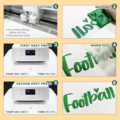 Image of Green Glitter Puff Vinyl Heat Transfer - 12 inch x 5ft 3D Puff HTV Vinyl, Glitter Puffy Iron-On for Fabrics, Perfect for T-Shirts, Bags, Pillows, Compatible with Cricut & Cameo
