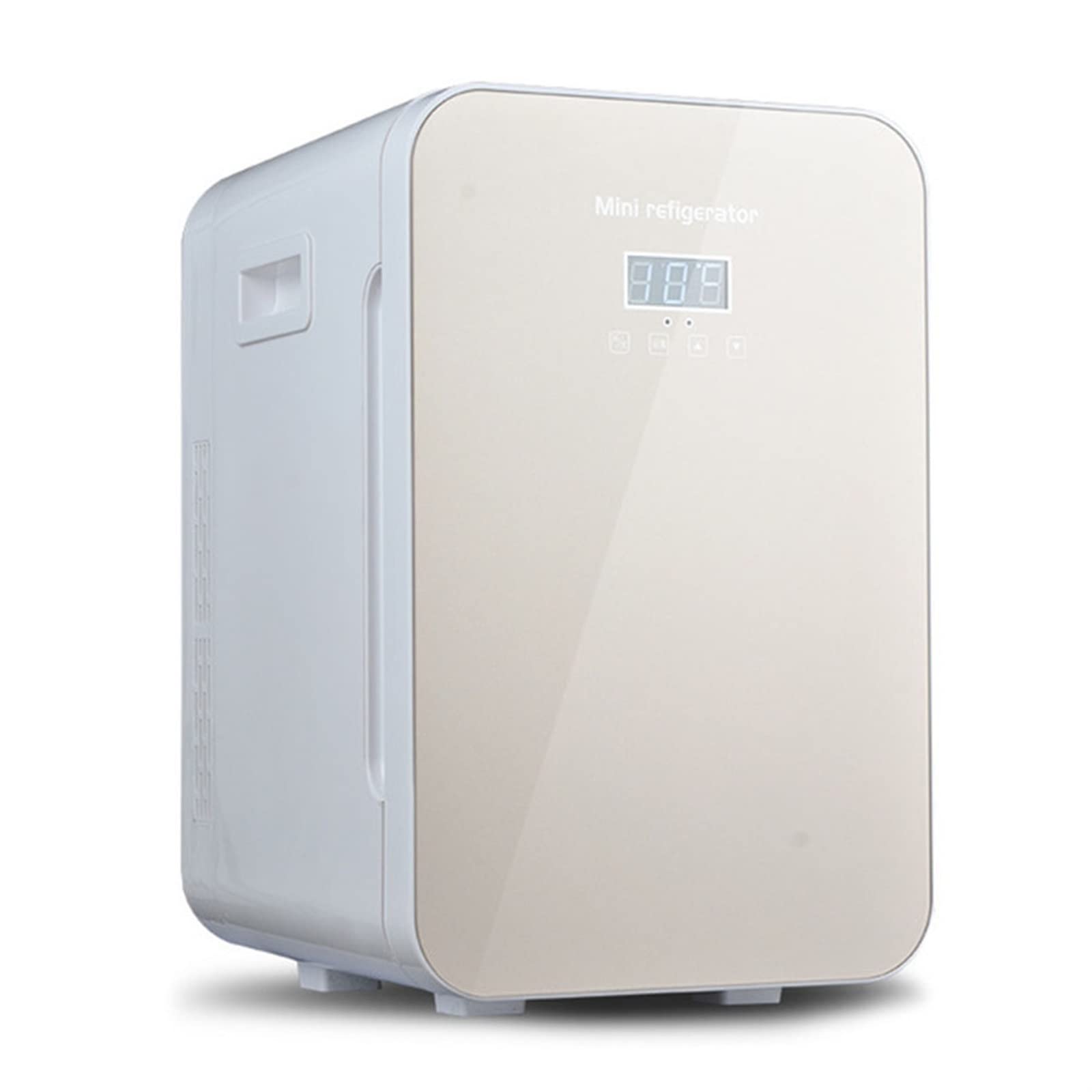 22L Mini Frigo Bevande Cooler Birra Frigorifero con Funzione di Raffreddamento E Calore Refrigerazione Dual Core con Display A LED per Auto, Case, Uffici E Dormitori AC/DC (Color : Gold)