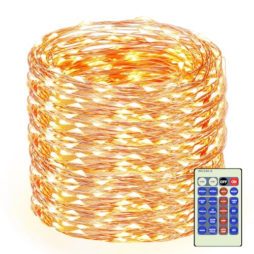 Decute 164FT 500LED Christmas Fairy String Lights Dimmable with Remote Control Copper Wire Starry...