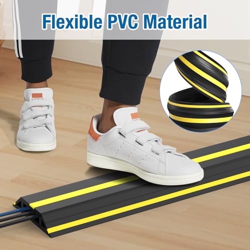 image for Eapele 10 ft Floor Cable Cover Protector, Heavy Duty PVC Duct Easy to 