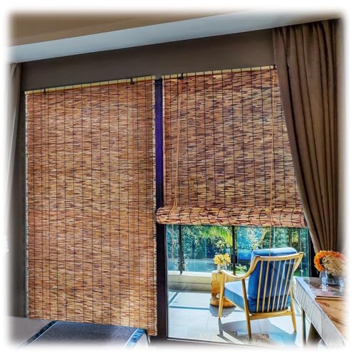 Persianas enrollables ajustables de bambú vintage para patio y balcón, persianas solares con filtro de luz, pantalla de privacidad transpirable para cenador al aire libre, protección solar (120 x 280