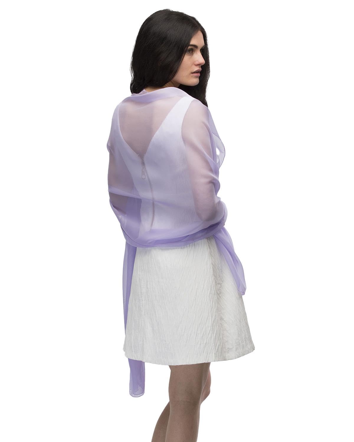 Basic Sense Large Plain Chiffon Shawl Scarf - Vibrant Sheer Accessory for Weddings and Evening Party, Lilac