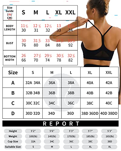 Image of RUNNING GIRL Y-Back Sports Bras for Women, Medium Impact Wirefree Padded Bra Workout Crop Top Longline Sports Bra Push up, Black