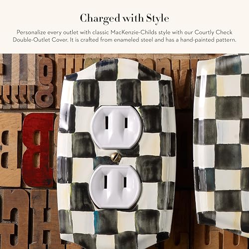 MACKENZIE-CHILDS Outlet Cover, Decorative Double-Outlet Cover Plate, Black-and-White Courtly Check by MACKENZIE-CHILDS - Image 2
