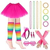 Langlebiges Material: Dieses 80 Jahre Kostüm Zubehör Set besteht aus Spitze, Tüll, Nylon, Kunststoff und anderen hochwertigen Materialien. Die universale Größe ist für die meisten Frauen, Mädchen oder Kinder geeignet und ideal für Cosplay Accessoires