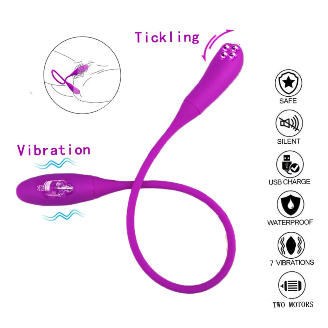Coppia vibratore 7 modalità a doppio dido silicone impermeabile vibratore sicuro dildo a doppia estremità per coppie clitoride, anale, vaginale, capezzolo, stimolatore a g-punto giocattolo sessuale p