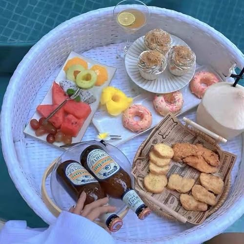 Vassoi galleggianti per piscina, bar e spa, supporto rotondo impermeabile per bevande e cibo per adulti, perfetto per feste e relax