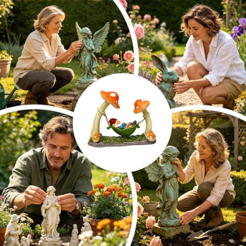 Hamac champignon en résine de haute qualité pour petits nains de jardin durables