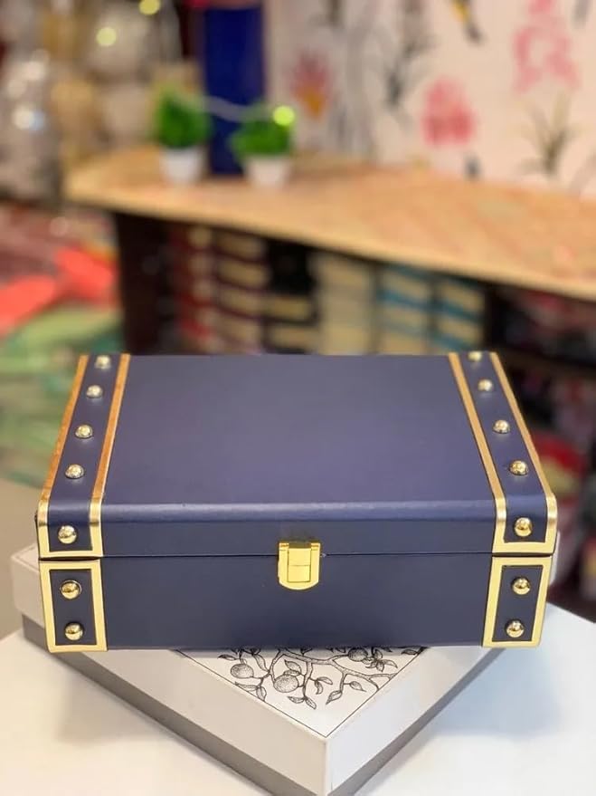 Polaris fox Trunk Box for Gifting Purpose | Size 10x7x3.5 inch | Dark Blue Color | Ideal for gifting and storage