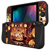 PlayVital ZealProtect Nintendo Switchに対応用ソフト保護シェル、switchに対応用フレキシブル保護カバー、スクリーン保護フィルム＆サムグリップキャップ＆ABXY方向ボタンキャップ付き【ハロウィンパンプキンフェスト】