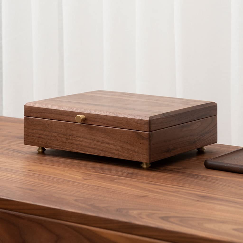Organizador de joyas Estuche para joyas Caja de almacenamiento de joyas de 11,81 pulgadas Caja de joyería pequeña Caja de nogal negro Se puede almacenar Anillo de exhibición Pulsera Collar Pendie
