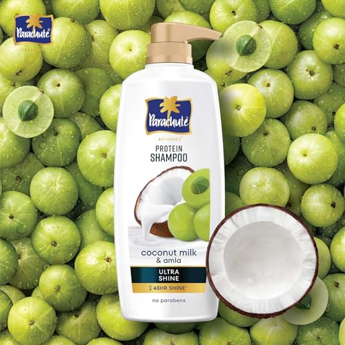 Image of Parachute Advansed Protein Shampoo with Coconut Milk & Amla | Up to 48 hr Shine | Ultra Shine | Protein Lock Technology | Paraben free | For Men & Women | 1.2L