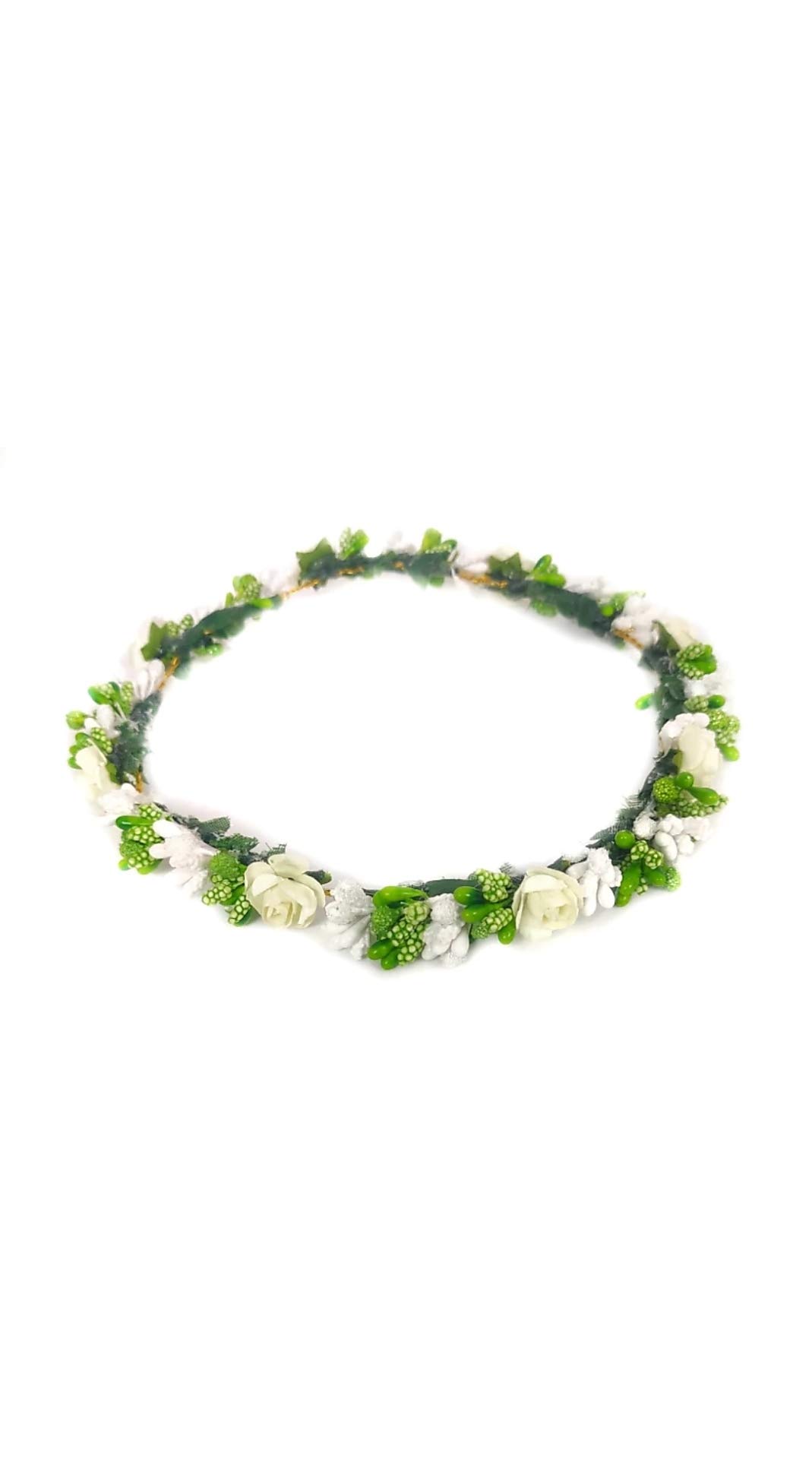 Sarthak Royal Flower Premium Flower Pearl Gracious Tiara/Crown Head Wrap for Wedding | Baby Shower | Haldi | Mehandi | Party (White Green) (B08ZL2V67K) Amazon Price History, Amazon Price Tracker