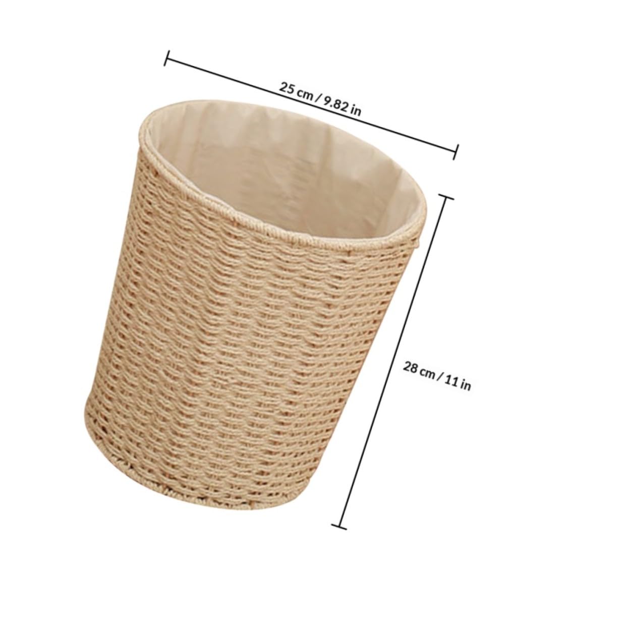 Geflochtener Mülleimer aus Rattan, Beige, Leicht und Stabil | Küchenkorb, Papierkorb für Zuhause, Schlichte Form, Wirtschaftlich und Praktisch Zufälliger Stil