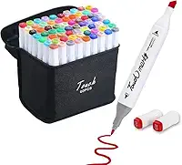 Estojo Canetas Marcador para Colorir - Kit Conjunto Canetinha Profissional Tiktok Marcadora Permanente de Ponta Dupla em Cores diferenciadas -Tampa Codificada por Cores - Linha Premium. Natureasy (60)
