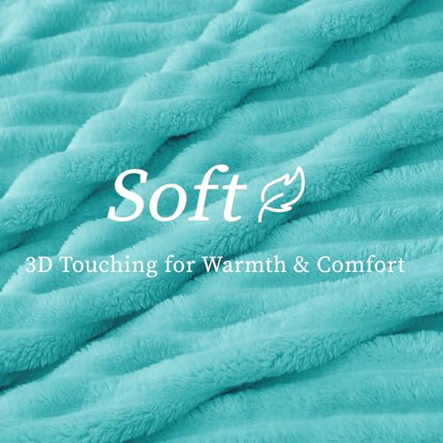 Image of BEDELITE Ribbed Twin Blanket for Couch & Bed, Aqua, 60 inchx80 inch | Ultra-Soft Plush Fleece, Cozy, Warm Yet Lightweight, Ribbed Texture, Home Decor, Machine Washable, Giftable, All-Season Use