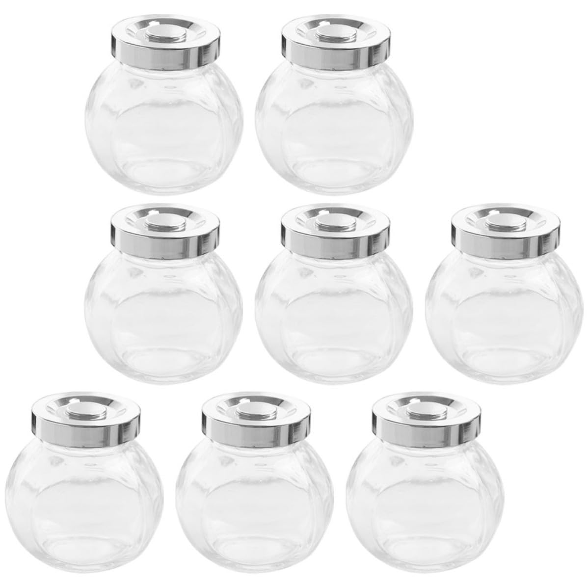 ABOOFAN Set di 8 Barattoli Ermetici in Vetro per Conservazione Alimenti, Contenitori Trasparenti Leggeri per Cucina e Frutta Secca