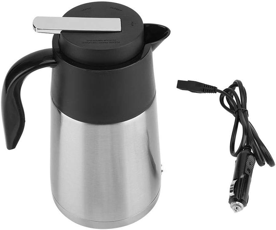 12V/24V 1300ml Stainless Steel Car Truck Travel Electric Kettle Pot Heated Water Cup (12V)