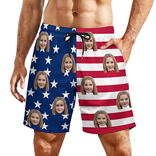 Custom Face Mens Swimming Trunks with Compression Liner Quick Dry Swim Shorts Swimwear Boardshorts with Boxer Brief Liner2