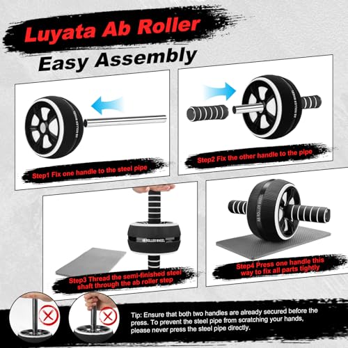 Ab Roller Wheel, 10-In-1 Ab Exercise Wheels Kit with Resistance Bands, Knee Mat, Jump Rope, Push-Up Bar - Home Gym Equipment for Men Women Core Strength & Abdominal Exercise