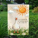 MAIANEY (12x18") In a World Full of Serious Geese Garden Flag – Funny Goose Quote Outdoor Yard Flag With Watercolor Farm Animal Design, Whimsical Farmhouse Decor, Double Sided : Patio, Lawn & Garden