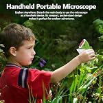Kids Handheld Mini Microscope with Stand - 2.0" 4K Screen 1000X Digital Pocket Portable Miniscope Science Kit for Boy Girls 4-12 w/Slides Set EVA Case 32G Card