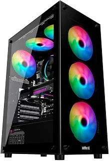 Gabinete Gamer Hyrax HGB210, Mid Tower, ATX, Lateral e Frontal em Vidro Temperado, Sem Fans, Preto - HGB210B