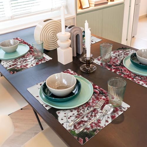 Set de table japonais en lin synthétique premium napperon cerisier durable