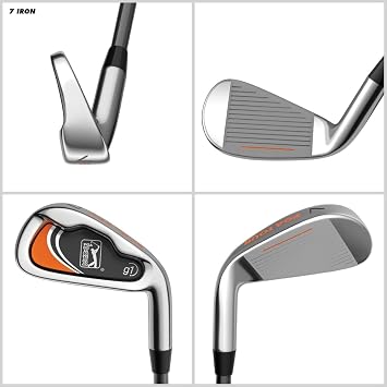 PGA Tour by Golfgen Kids Golf Club Cavity Backed, Perimeter Weighted Irons & Putter for Junior Golfers, Ideal for Player Heights 52+ Forgiving Open Stock Irons for Youth Golf Practice