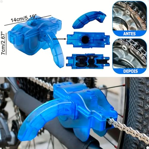 Kit Máquina e Escovas para Limpeza Corrente Bicicleta Bike Lorben 4 Peças-GT6353