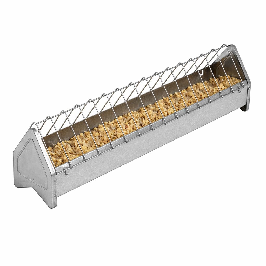 (Pack of 1) Stainless Steel Food Feeder Tray for Pigeon, Chicken and Other pet Animals|24 Chicks Feed|12'inch-picture-16