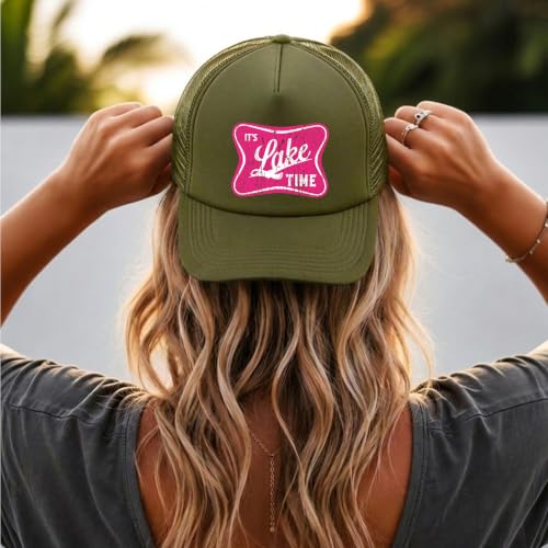 Image of It's Lake Time Summer Classic 5 Panel Foam Front Mesh Snap Back Trucker Hat