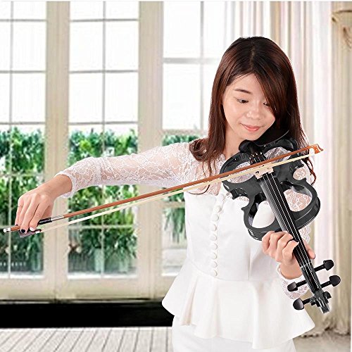 Chimaera 4/4 Full Size Maple And Basswood Silent Right Hand Electric Violin Headphone Set Wood With Carrying Case (Black) #TOP6