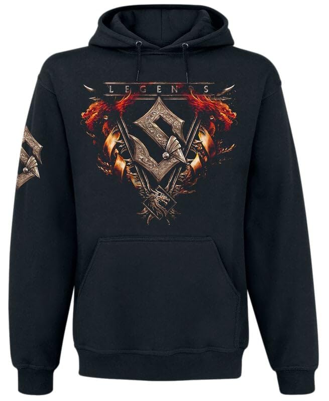 Sabaton Legends Homme Sweat-Shirt à Capuche Noir 80% Coton, 20% Polyester Regular/Coupe Standard
