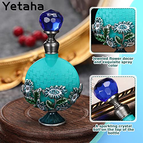 Yetaha Vintage Refillable Empty Perfume Bottles, Fancy Crystal Glass Perfume Bottle Decorative Jeweled Flowers Essential Oil Bottle For Living Room Bedroom Decor Birthday Holiday Gift(10Ml, Blue) #TOP2