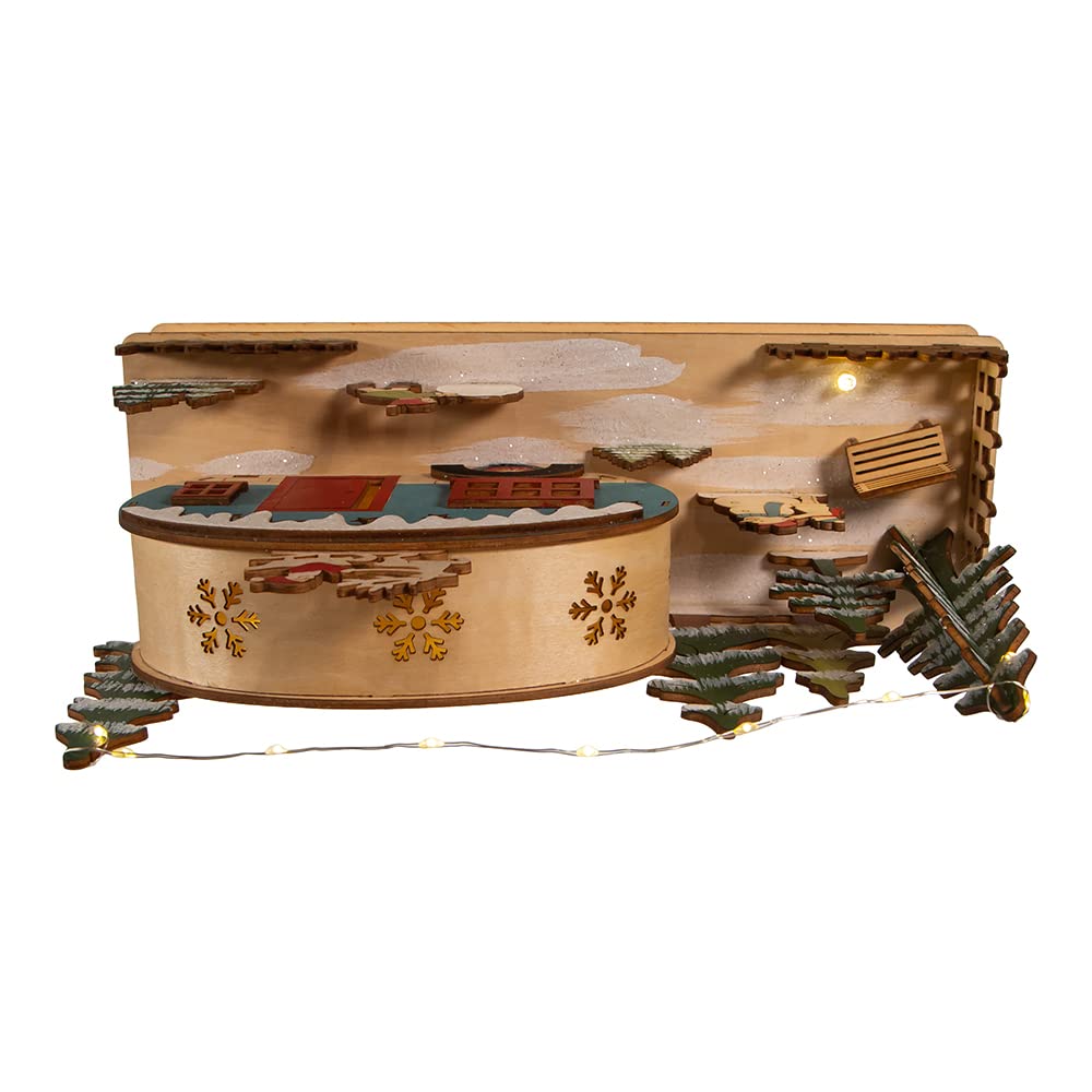 Kurt S. Adler Batteriebetriebener Camper aus Holz mit Weihnachtsmann Tischstück, Mehrfarbig, 7.5-Inch