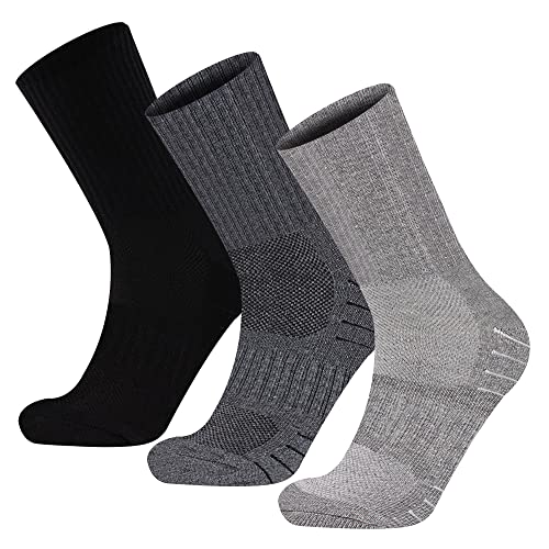 Men's Moisture Wick Cushion Hiking Socks Comfort Crew Boot Gym Fitness Sports Socks For Men S (3 Pairs) - Main Image
