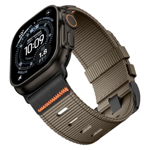 Image of Tactical Nylon Bands for Apple Watch Band Series 11-1 /SE Men | Rugged Breathable Fabric, Nato Adjustable Sport Strap with Reinforced Connector for iWatch 42mm 41mm 40mm 38mm, M