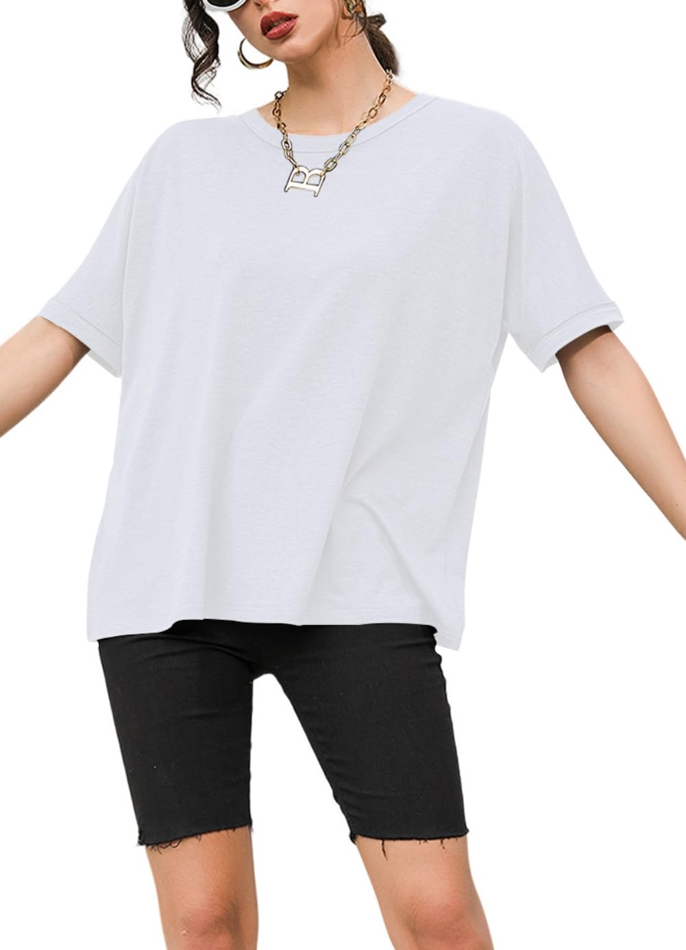 Suncife Damen-T-Shirt, übergroß, lockere Passform, Sommer, kurzärmelig, Oversize-T-Shirt
