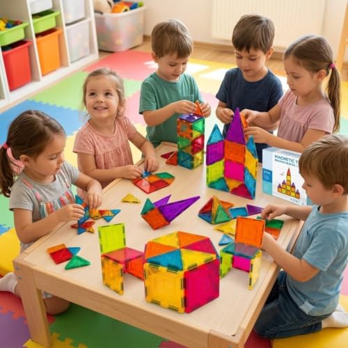Image of Galaxy Hi-Tech Magnetic Tiles for Kids Magnetic Building Blocks for Kids 3 to 8 Year Constructing & Creative Learning Educational Brain Toys STEM Learning Kit Magnetic Toys (16 Pcs)