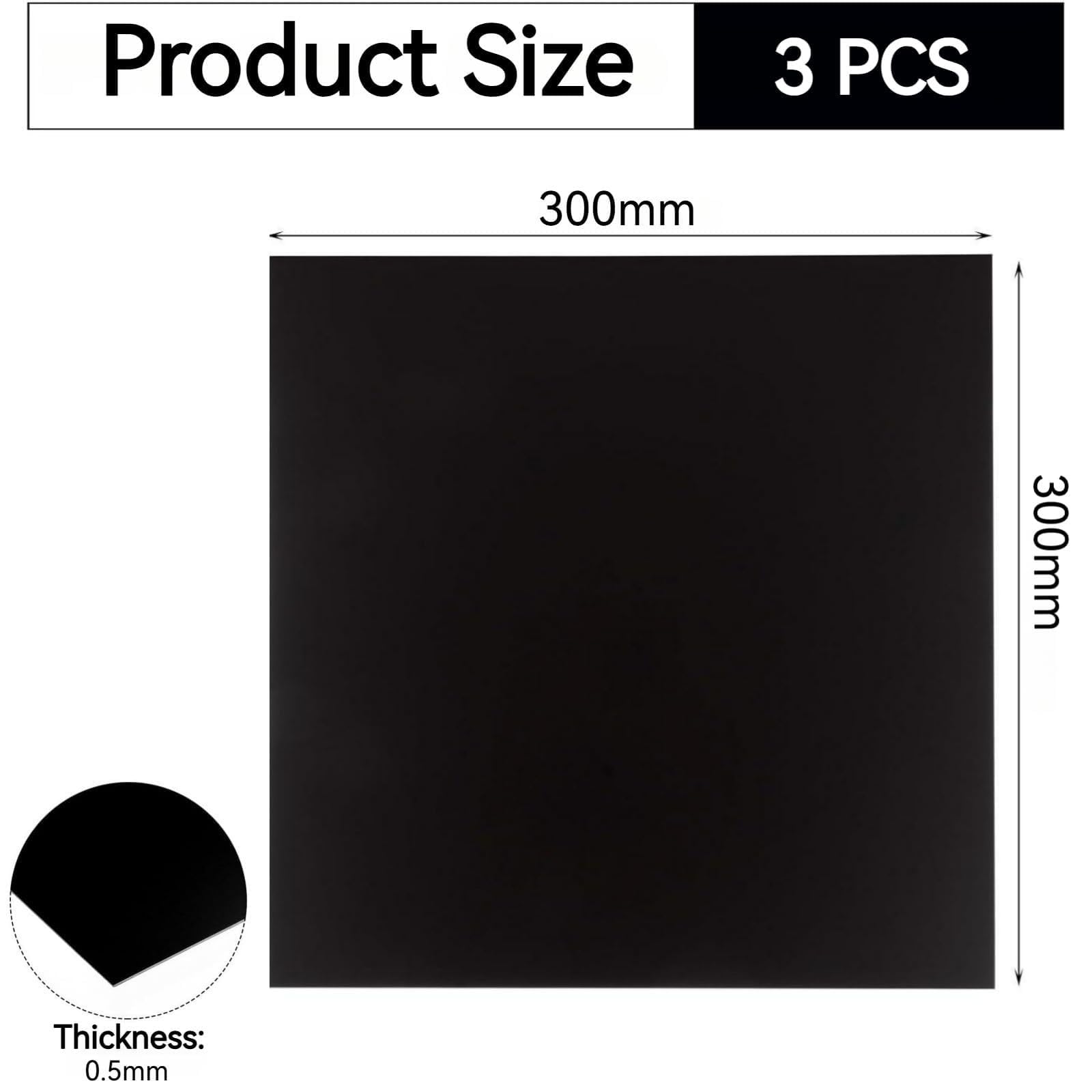 3 pezzi Lastra Alluminio Anodizzato Nero Lega 5052, Spessore 0.5-2 mm, Pannello Metallico Resistente per Incisione Laser, Stampa, Progetti Fai da Te e Uso Industriale (300X300X0.5mm)