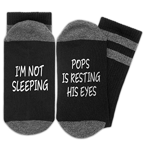 LoaHak Funny Socks - Im Not Sleeping Pops Is Resting His Eyes Novelty Socks for Men Papa Gifts for Fathers Day Christmas Thanksgiving Birthday (097)