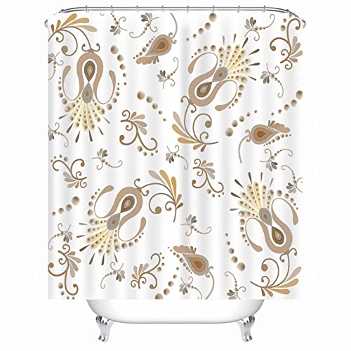 Rideaux de douche floraux 165x200cm blanc en polyester style ferme rustique pour baignoire
