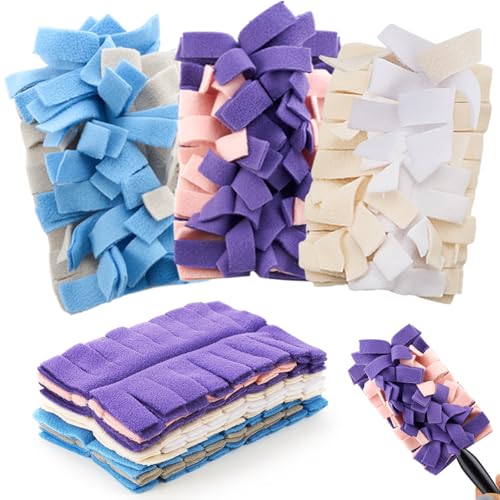 Image of Zubebe 3 Pcs Reusable Duster Refills Fleece,Classic Color | Soft Polyester Fiber Flat Duster Refill Multi Surface Washable Cleaning Pad Tools for Home, Blinds, Car, Pet, Furniture, Fans