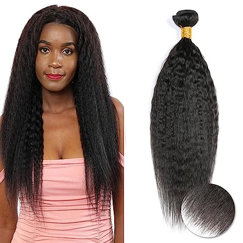 Kinky Straiht Human Hair Bundles Yaki Bundles Court Meche Tissage Naturel Cheveux Humain Meche Naturelle Tissage Bresilien En Lot Cheveux Naturel Brésilienne...