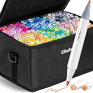 Ohuhu Alcohol Based Brush Markers Double Tipped Art Marker Set for Artists Adults Coloring Sketch Illustration Brush Fine Dual Tips 216 Colors Honolulu B of Ohuhu Markers Refillable Ink