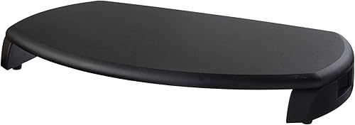 Kantek Soporte para monitor de computadora de escritorio con almacenamiento de teclado, parte superior de madera MDF, soporta hasta 80 libras, 23 x